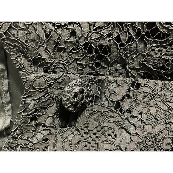Elegant Black Lace Bolero Jacket with Beautiful Jeweled Buttons Large/XLarge - Picture 4 of 14